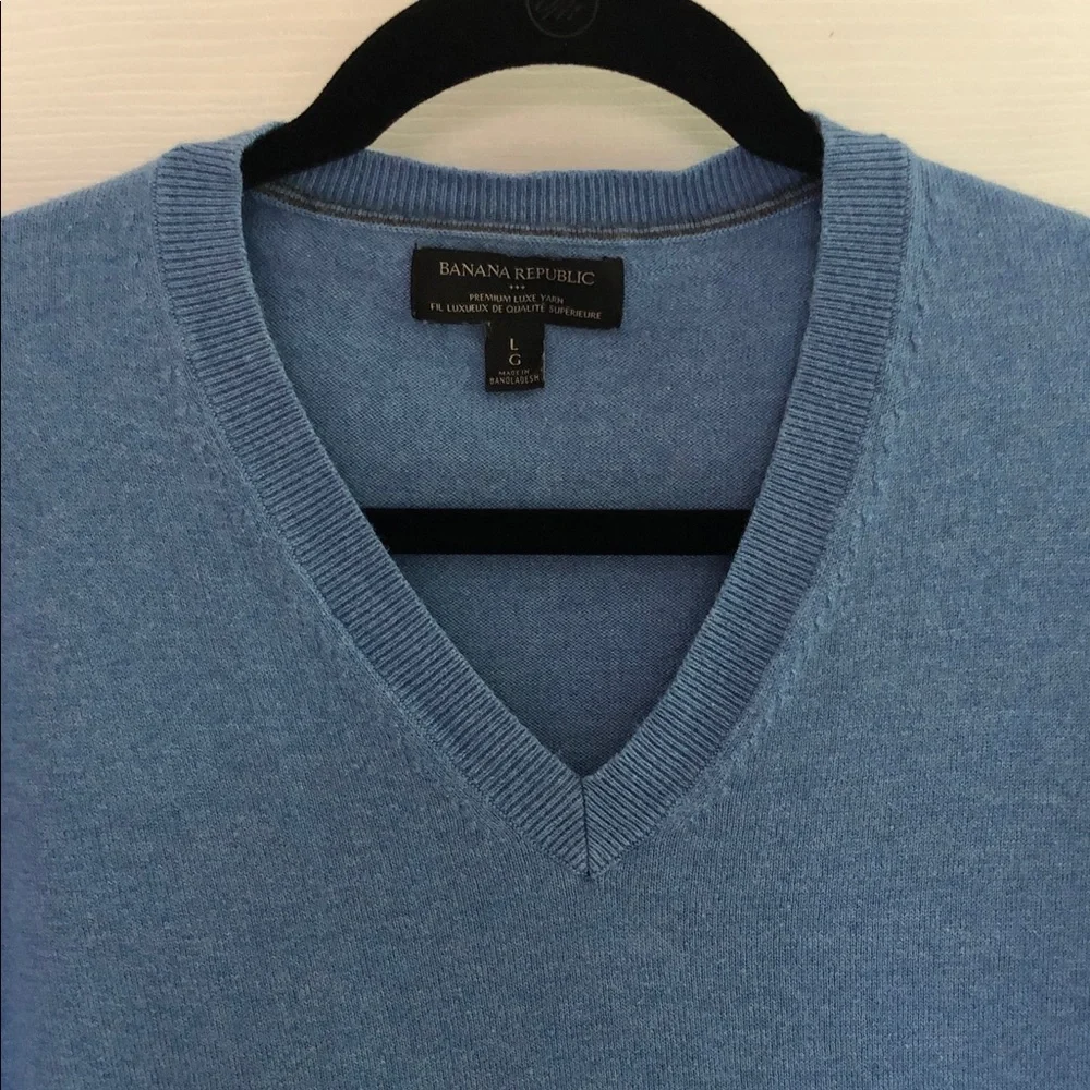 Banana Republic Men’s Luxe Yarn Cotton/silk/cashmere Blend Blue Sweater Large